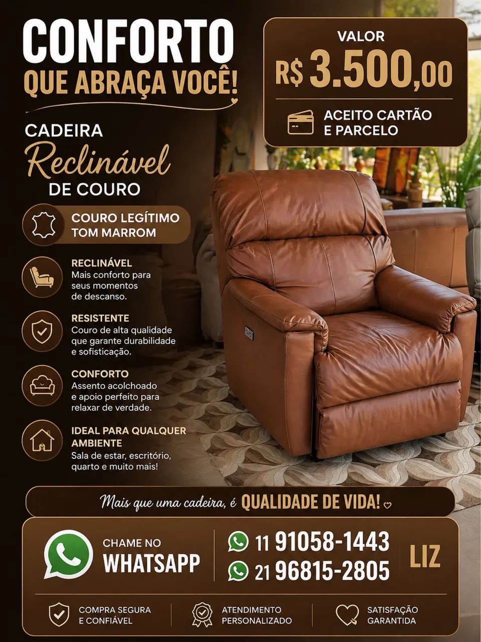 Poltrona puro couro - Foto 4