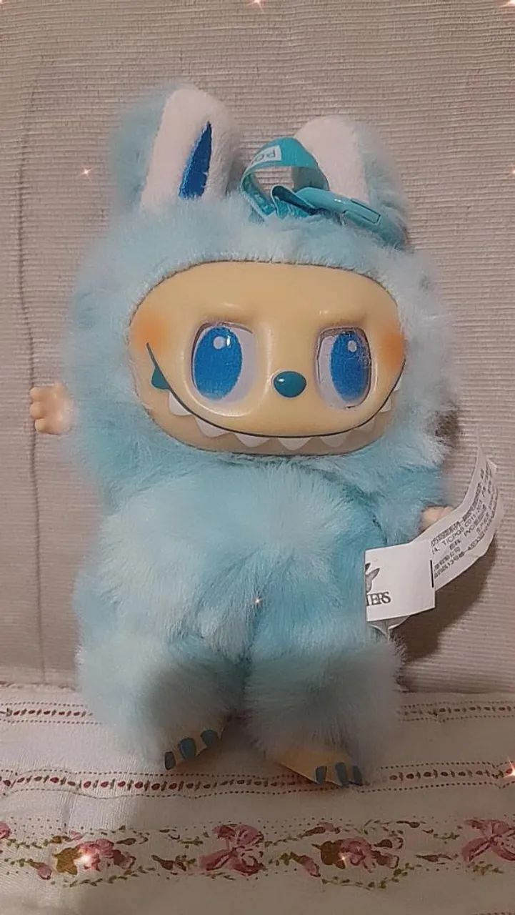 Labubu chaveiro grande de pelúcia azul