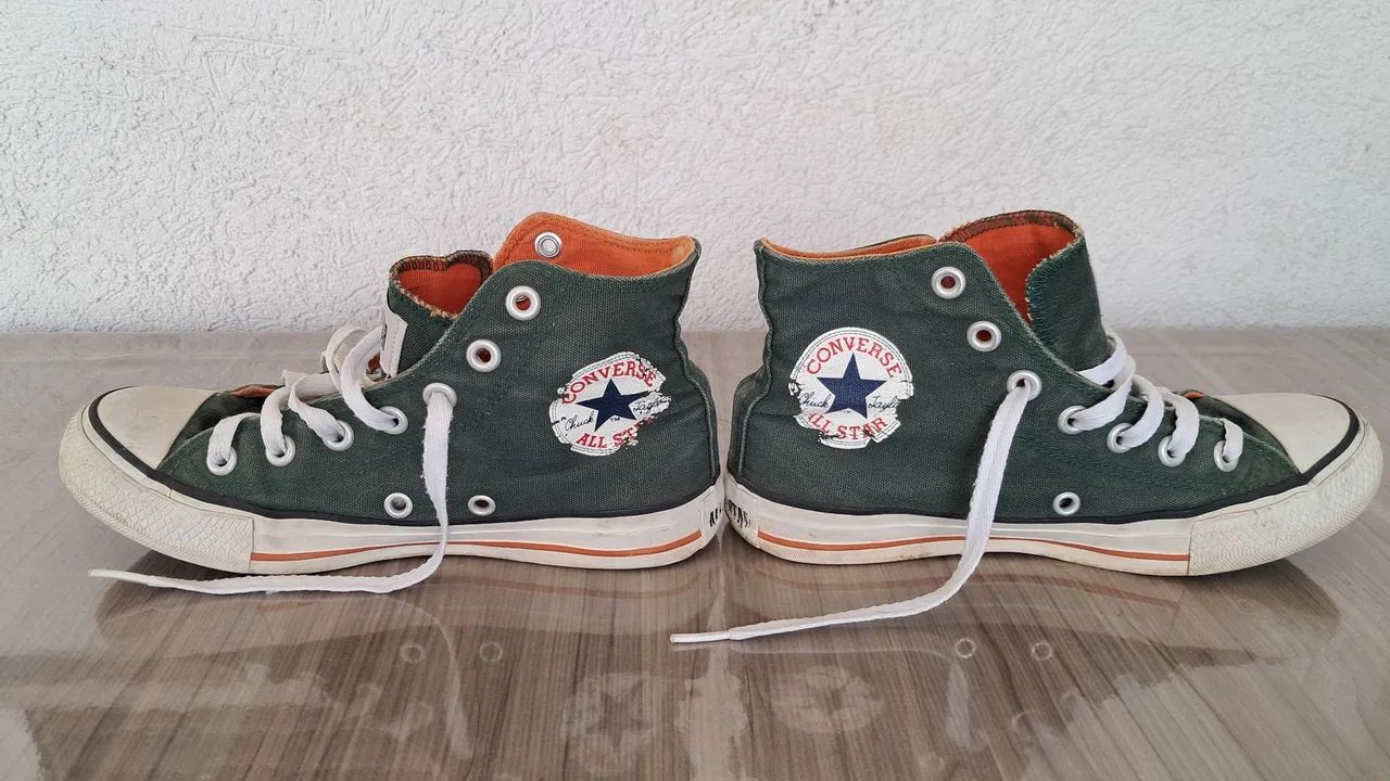 Tênis Converse All Star Cano Alto Verde e Laranja - Foto 4