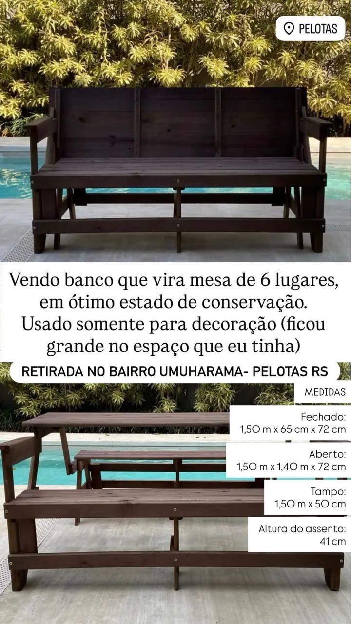 Banco que vira mesa