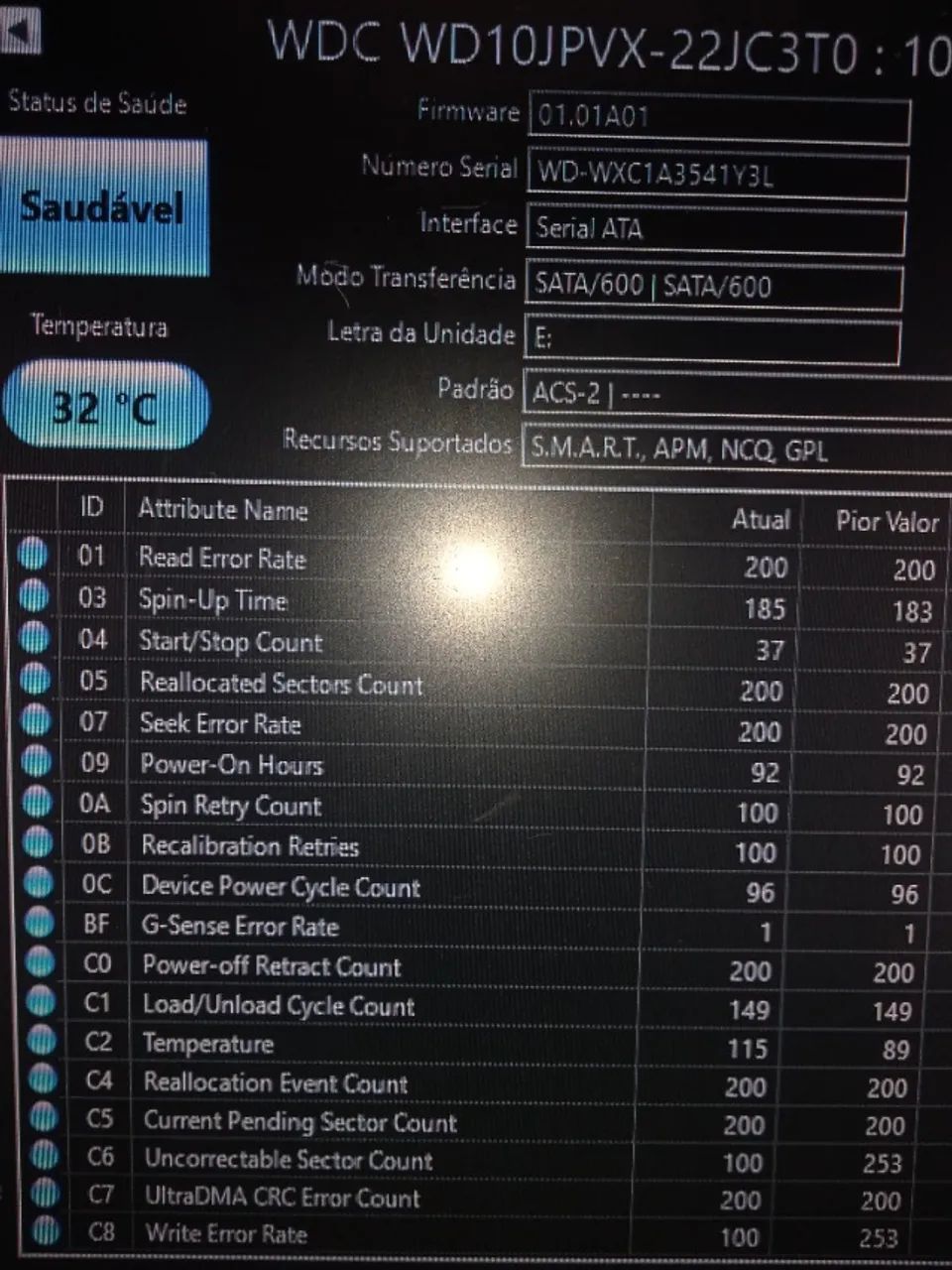 HD WD Blue 1TB SATA 2,5 - Funcionando Perfeitamente!!! - Foto 2