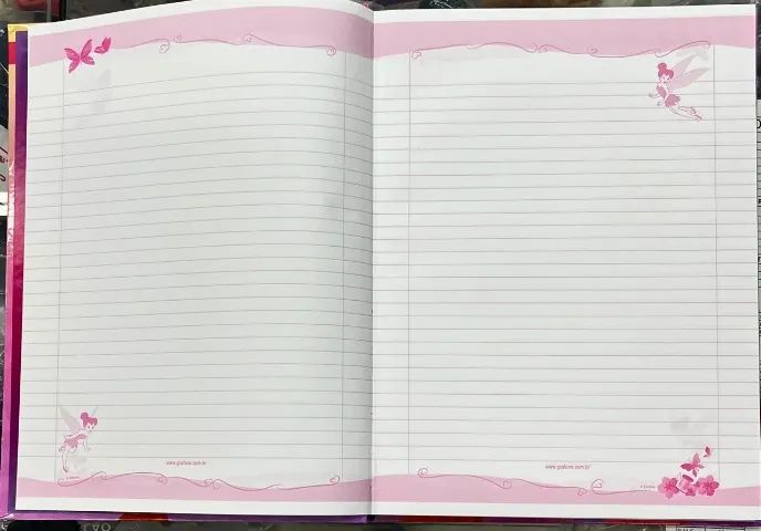 Caderno Tinker Bell brochura c/ adevisos e folhas decoradas - Foto 3