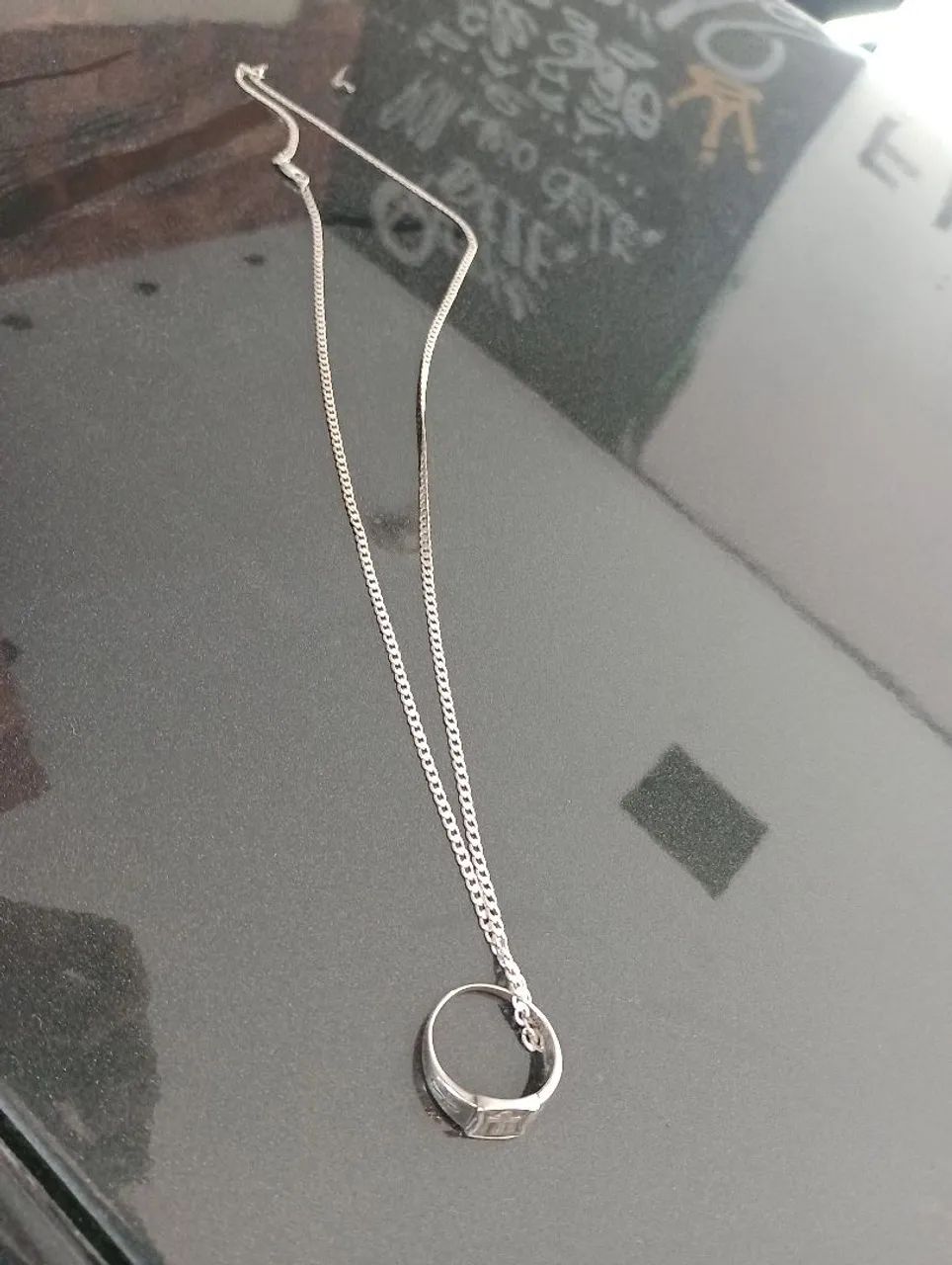 Cordão de prata com anel muito lindo  - Foto 3