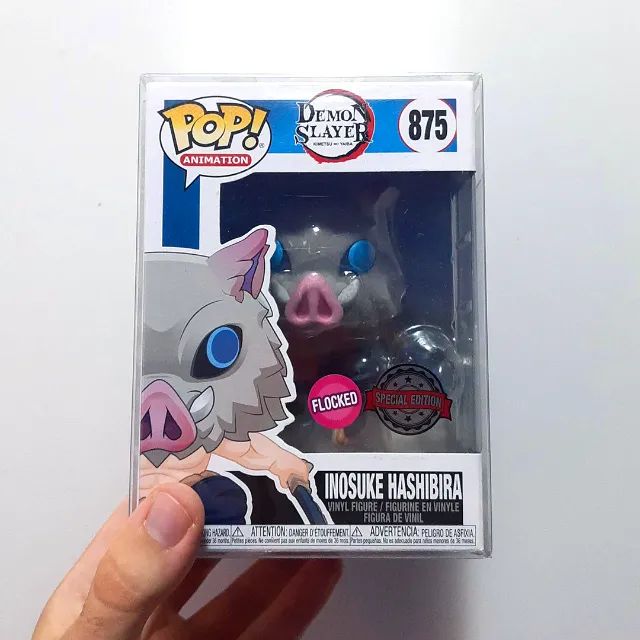Funko Pop Demon Slayer Inosuke Flocked selo clássico de SpecialEdition (Vaulted) #875