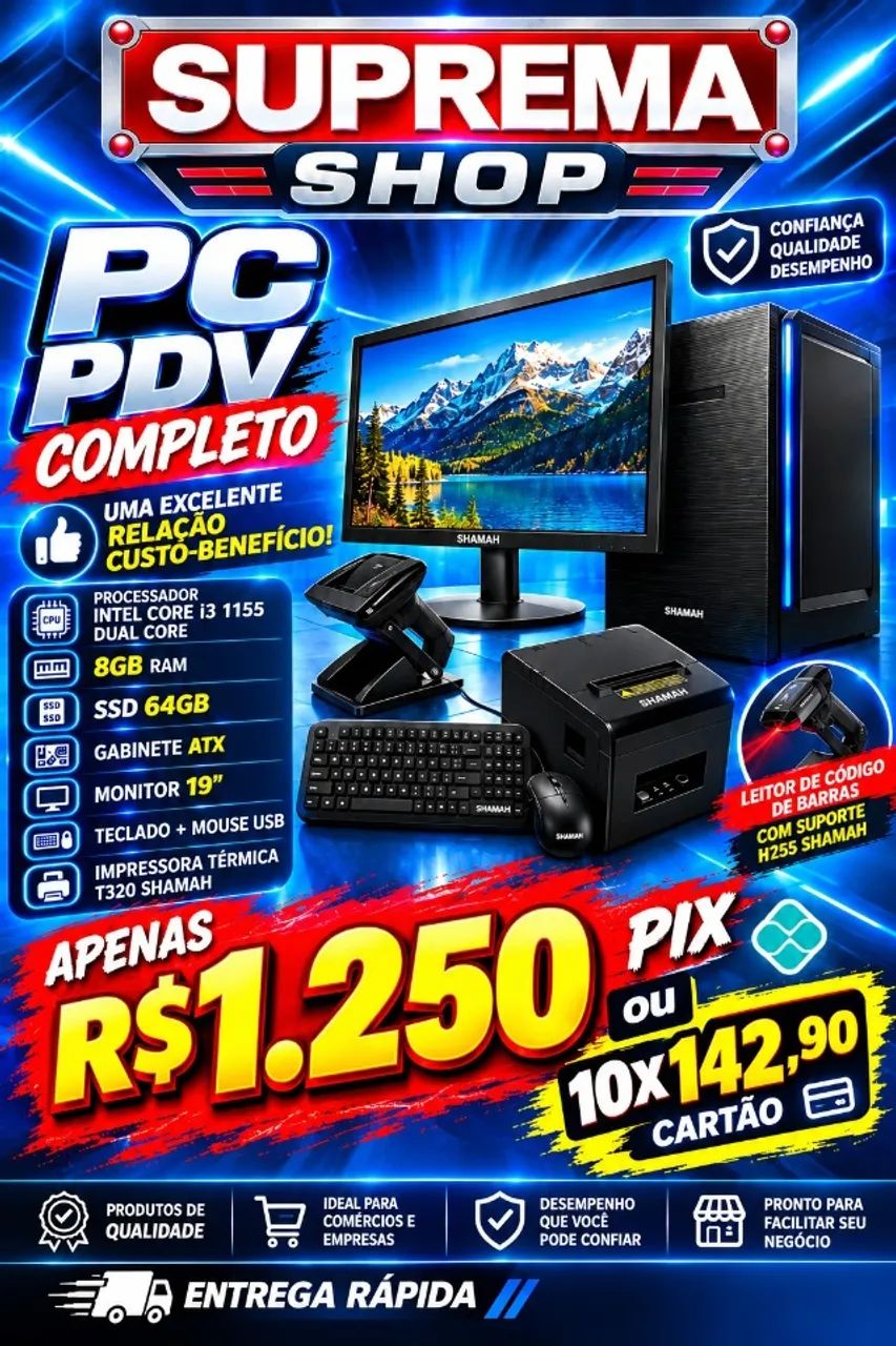 PC COMPLETO INTEL CORE i3 PRA ATENDIMENTO E VENDAS COM IMP CUPOM + LEITOR  - Foto 2
