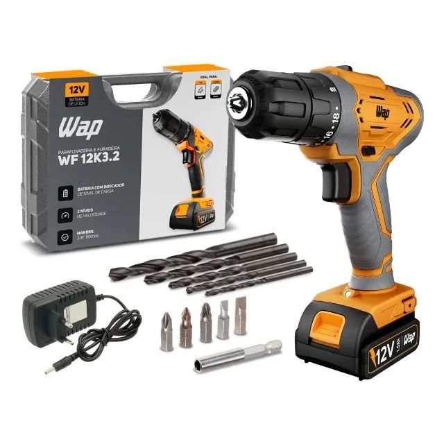 WAP 12V Screwdriver and Drill with Case and Accessories