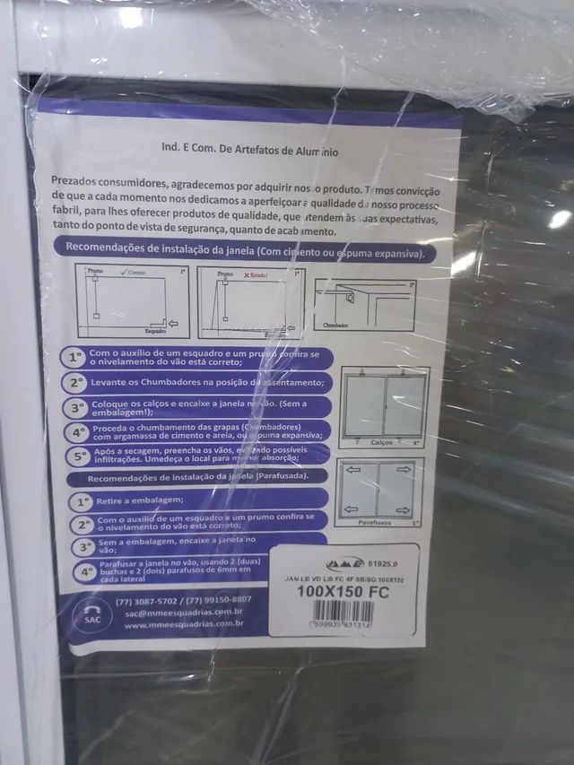 Janela 100x150 4 folhas branca  - Foto 2