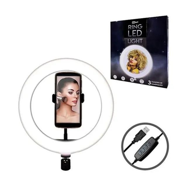 Iluminador Ring Led 25,5cm Com Controle E Tripé Mb84371 - Foto 4
