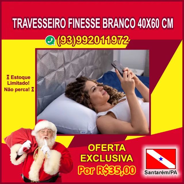 Oferta exclusiva: travesseiro finesse branco apenas R$35,00