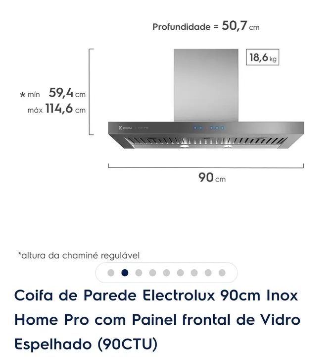 Coifa de Parede Electrolux 90cm Inox Home Pro - Foto 2