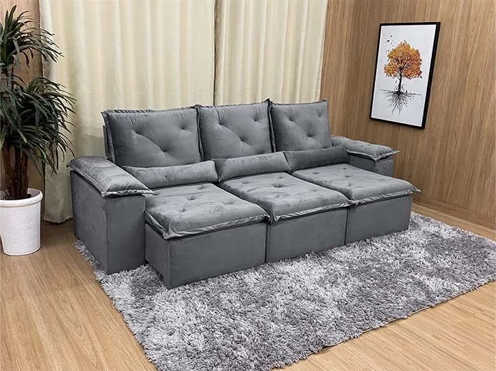 Sofá Retrátil Reclinável Safira 2,70m Premium a653 - Foto 4