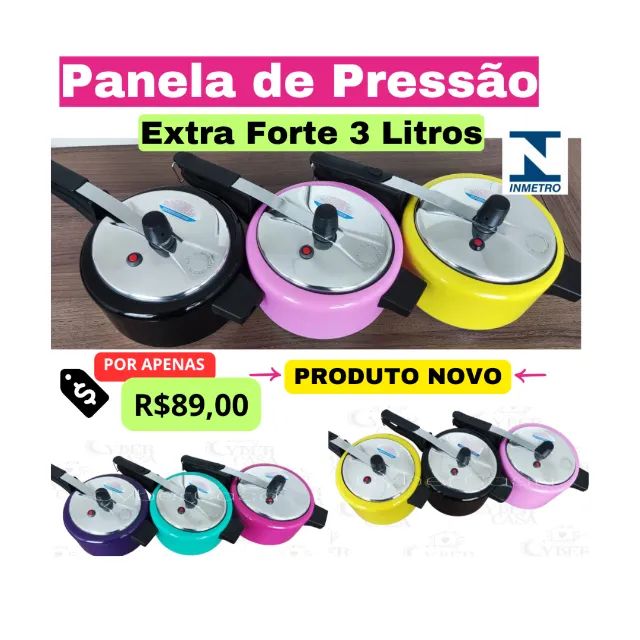 Panela de Pressão 3 Litros - Alumínio Especial Certificada pelo INMETRO