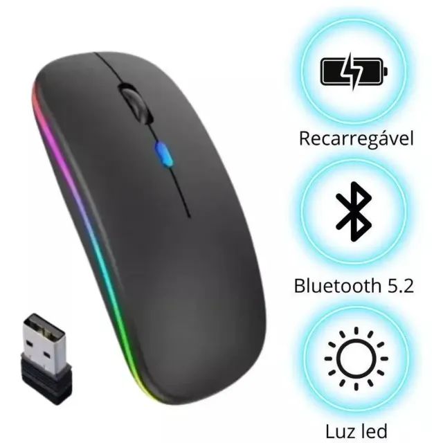Mouse Sem Fio Bluetooth Recarregável A'Gold - Foto 3