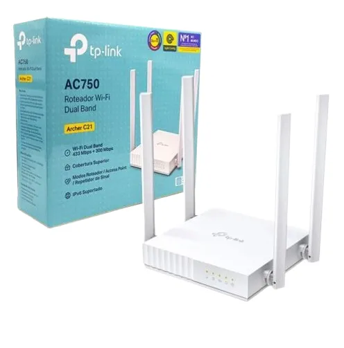 ROTEADOR TP-LINK WIFI DUAL BAND AC 750 733MBPS - ARCHER C21-Loja Fs