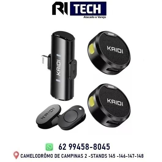 Microfone Lapela Magnético Kaidi Kmf4 - 2 Microfones iPhone
