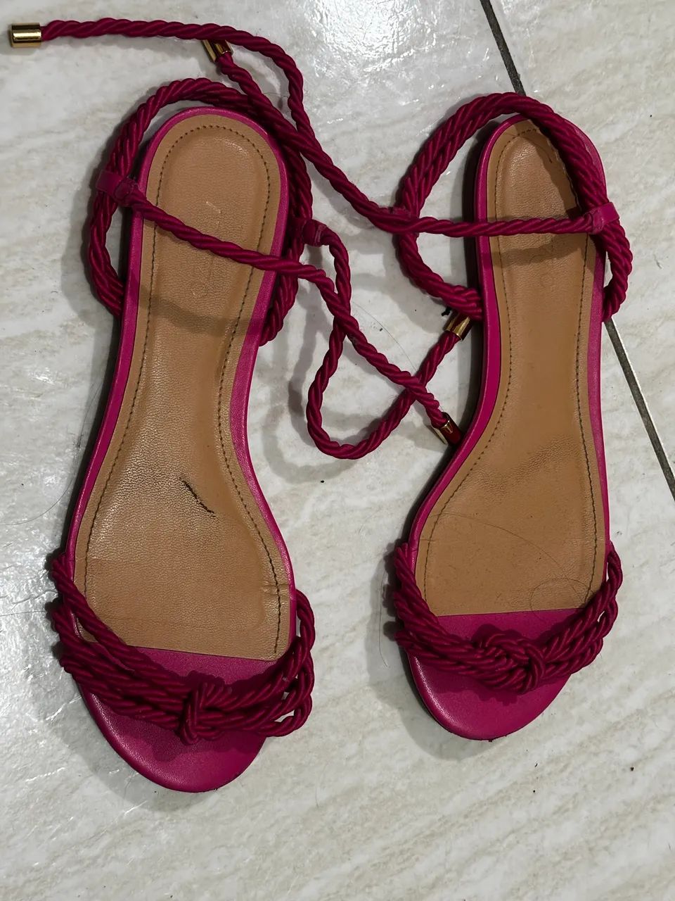 Sandália feminina Arezzo rosa pink 36 rasteirinha