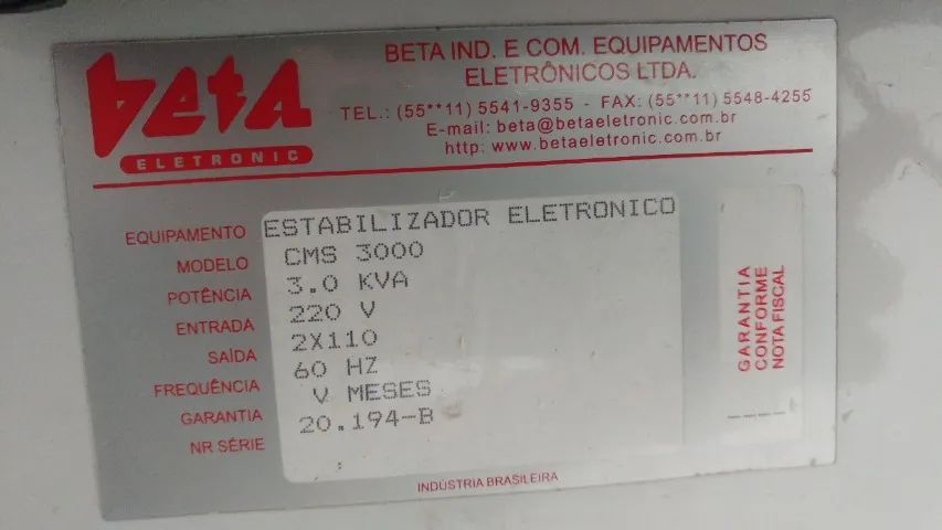 Super estabilizador industrial beta cms 3000 mais Auto Transformador de voltagem 110v 220v - Foto 5