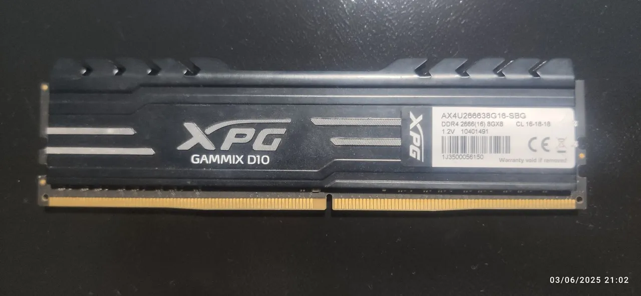 Memória RAM XPG Gammix D10 DDR4 8GB 2666MHz