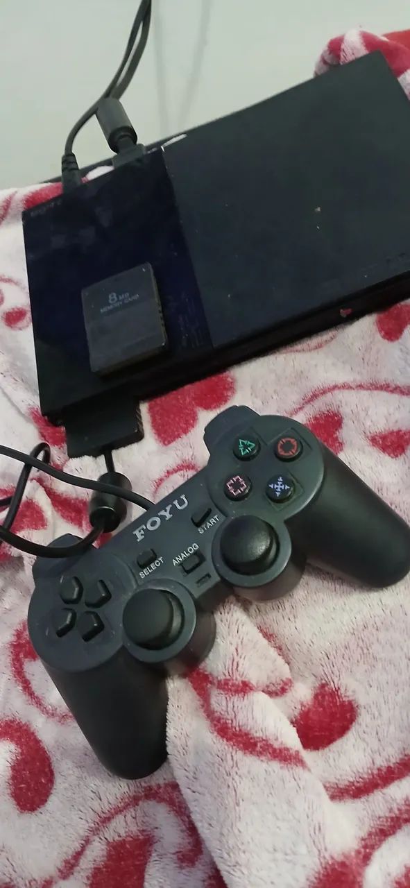 Console Playstation 2 com Controle cabos memory card 4 jogos 
