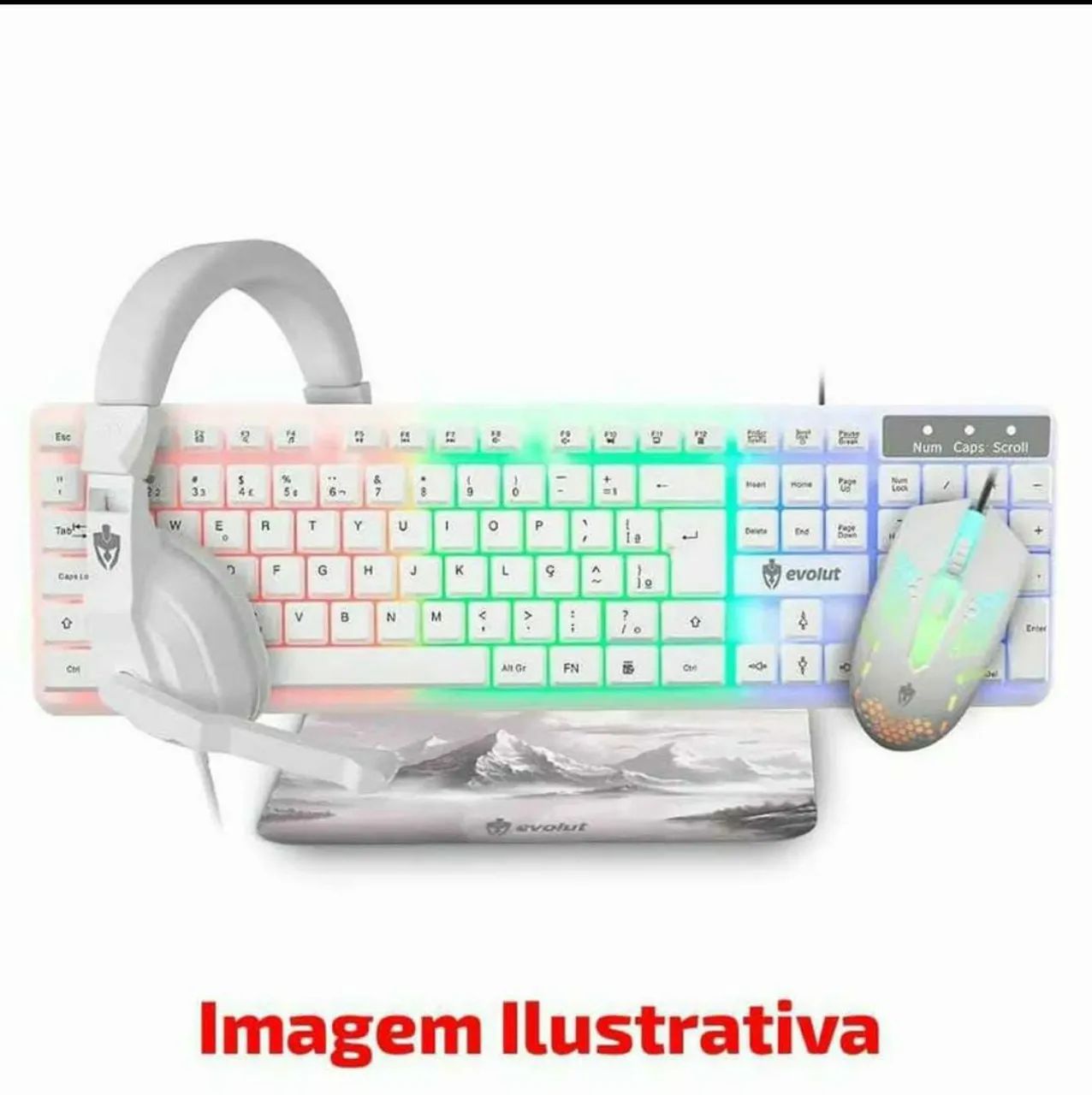 Kit Gamer 4 em 1 Completo (Teclado Mouse Headset Mousepad) - Preto ou Branco - Foto 2