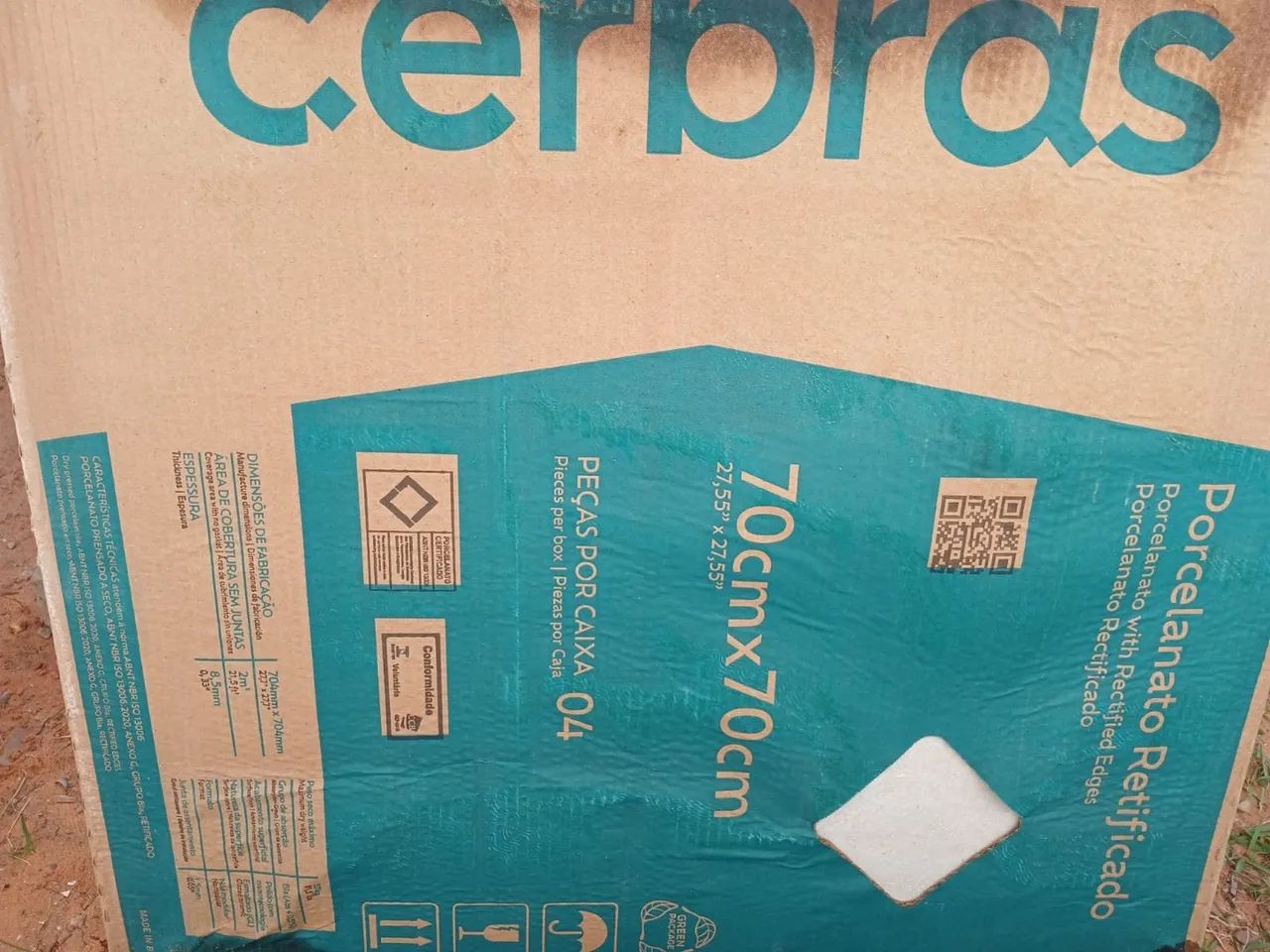 Porcelanato Retificado 70x70cm - Cerbras