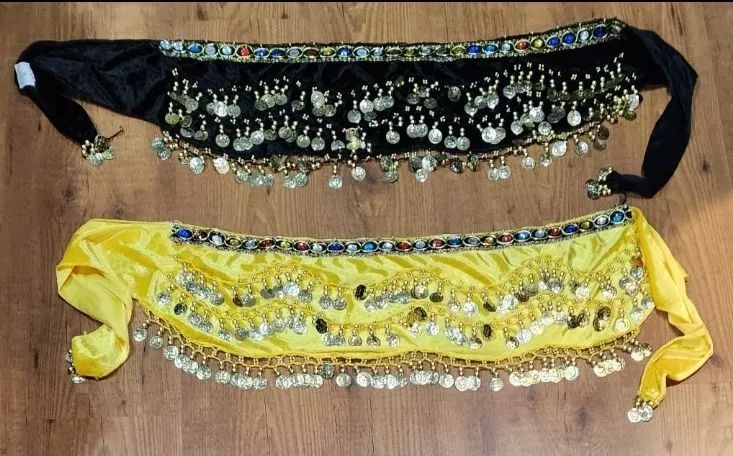 Kit 2 Lenços para Dança do Ventre - Preto e Amarelo