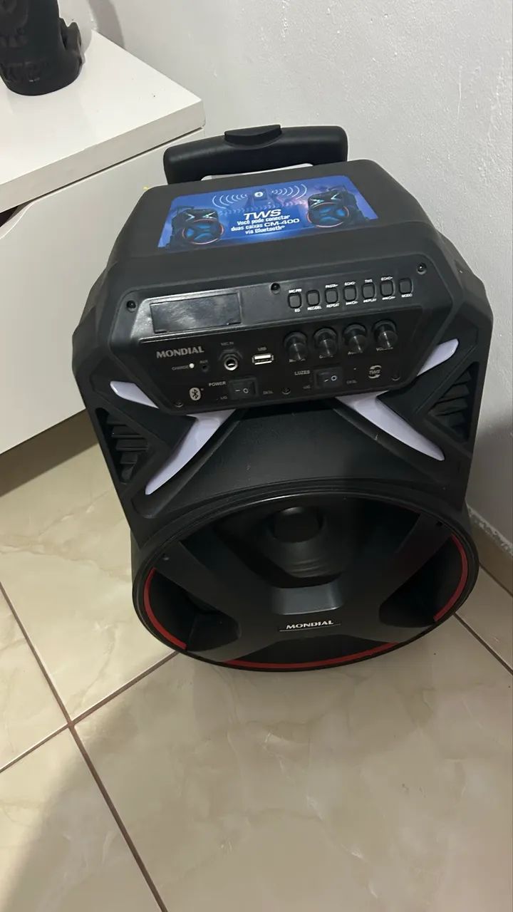 Caixa de Som Mondial 400w Bluetooth Portátil Amplificada USB