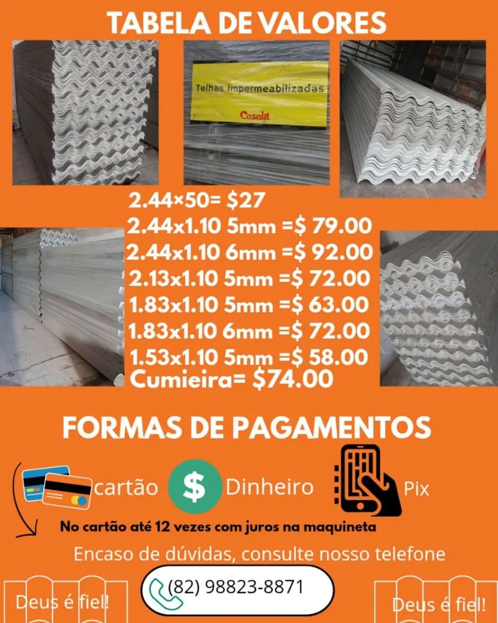 Telhas impermeabilizadas  fibrocimento na promoção entrega grátis só ligar * zap
