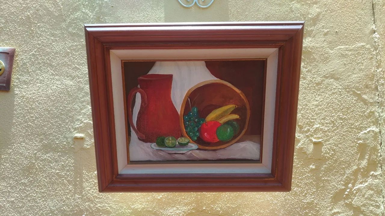 Quadro de frutas e jarro, com 44cm x52cm, em bom estado. Envio a qq. localidade. E Outros. - Foto 3