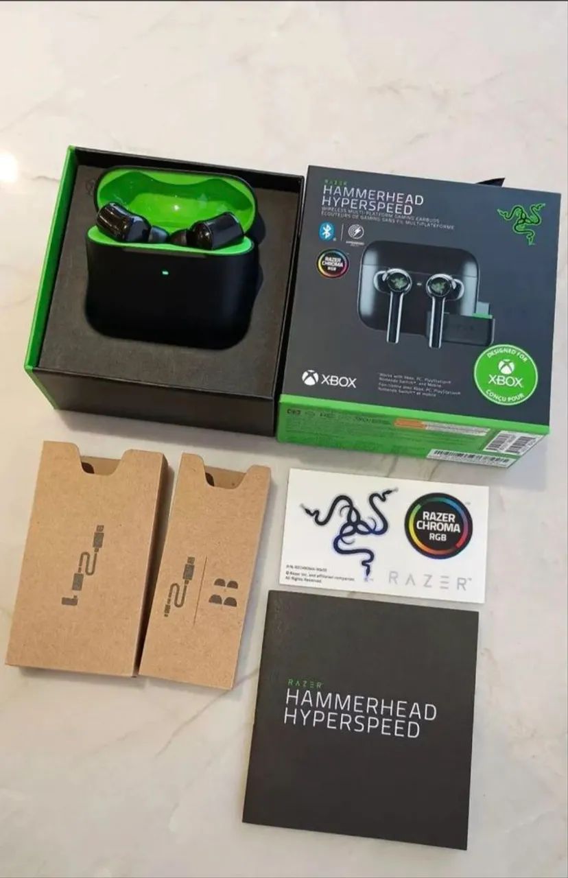 Headset Gamer RAZER Hammerhead Hyperspeed in-ear ZERO Latência. PC, XBOX, BLUETOOTH