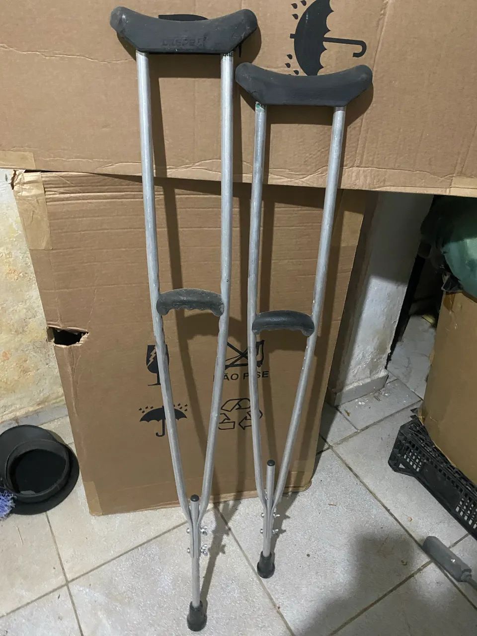 Par Muleta Axilar Em Alumínio Regulável