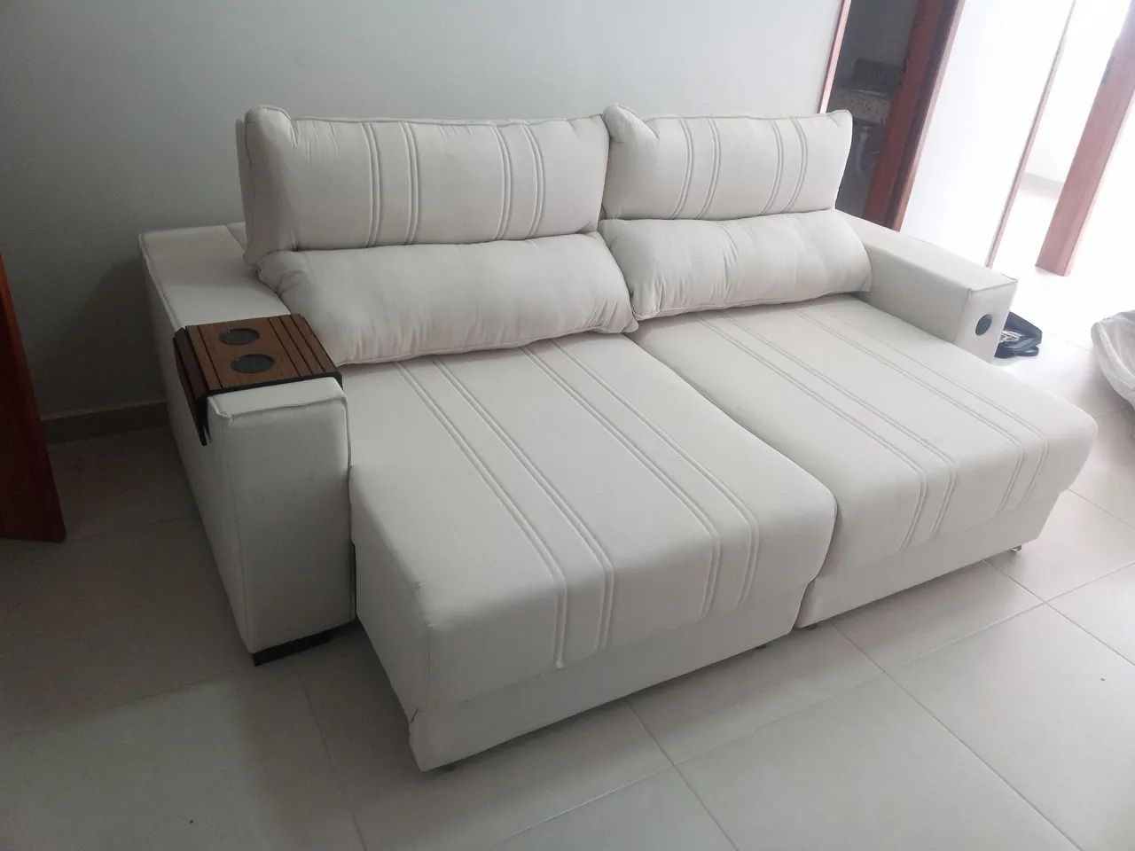 Sofá retrátil Branco de 3 Lugares