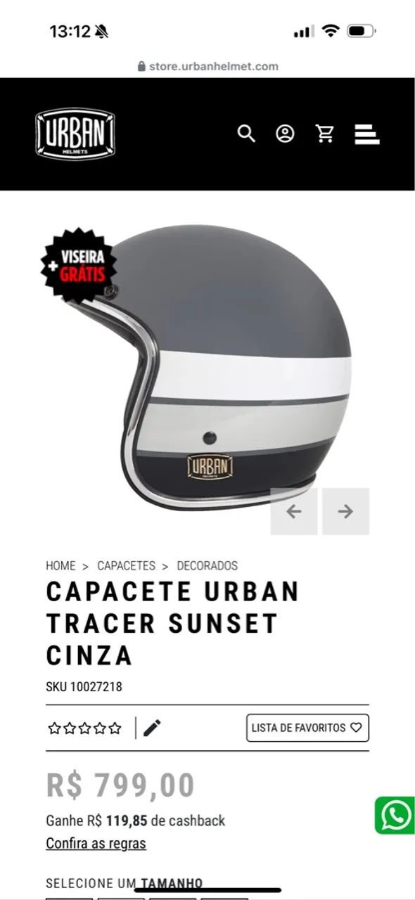 Capacete Urban Tracer Sunset Cinza
