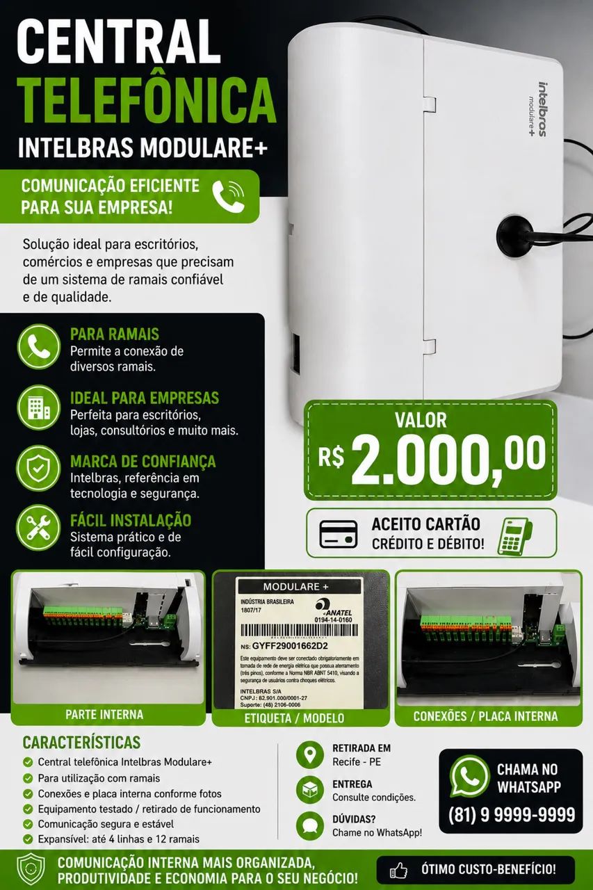 Central Telefônica Intelbras Modulare+