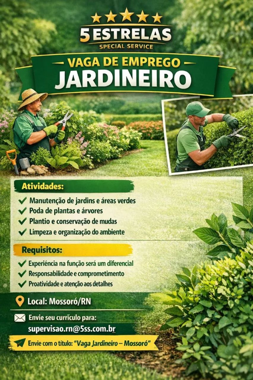 Vaga jardineiro Mossoró 
