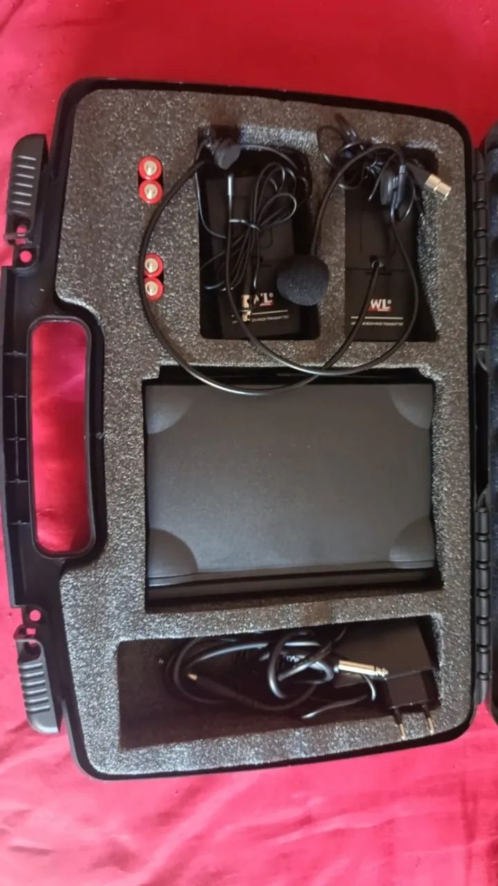 Microfone Jwl Duplo Red Set Cabeça Uhf Profissional Preto, zero na caixa, vendo o troco. - Foto 3