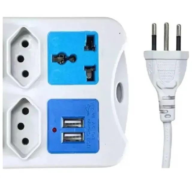 Régua De Extensão Elétrica 9 Tomadas + 2 Usb - 2 Metros - Foto 3