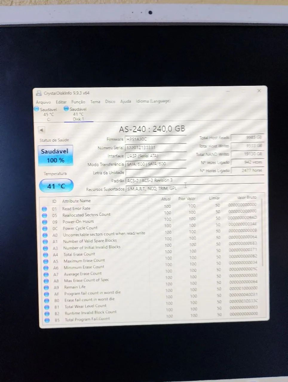 SSD 240gb sata funcionando perfeitamente saúde boa - Foto 3