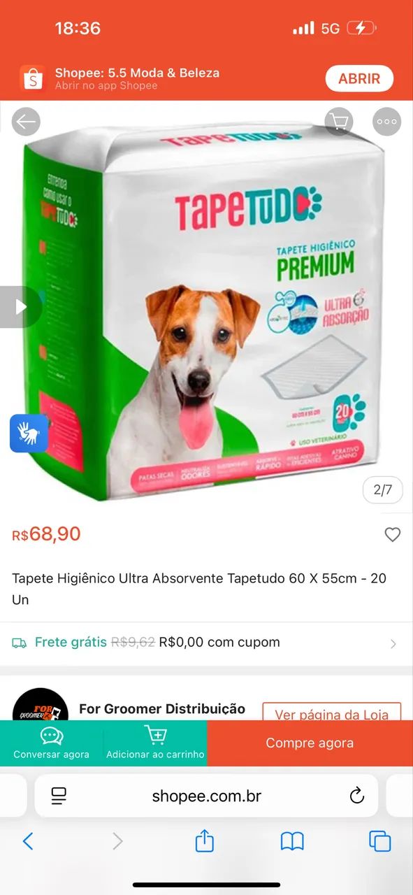 Tapete higiênico pet descartável 
