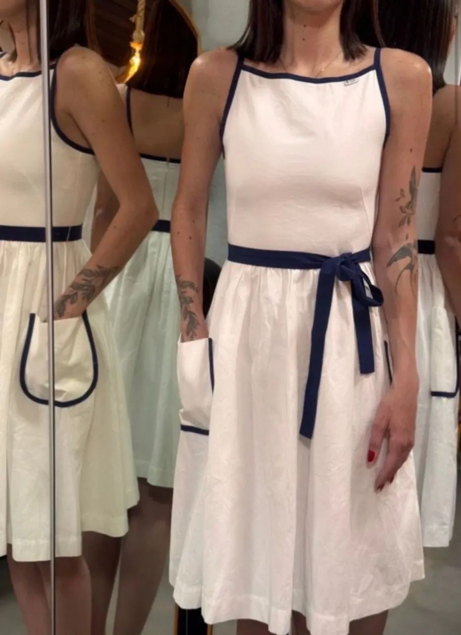vestido prada branco com faixas azul - Foto 5