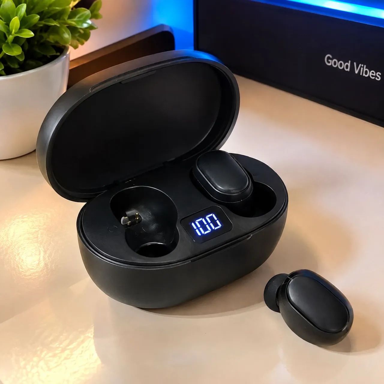 Fone de Ouvido Bluetooth AirDots TWS Sem Fio - Display LED, Case e Microfone