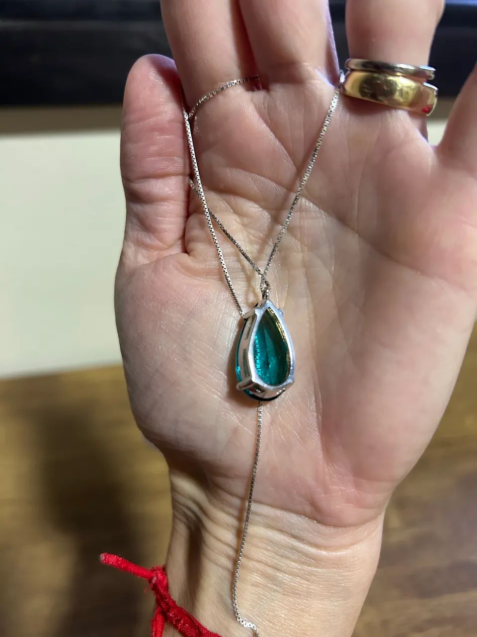 Colar de prata, com pedra verde - Foto 5