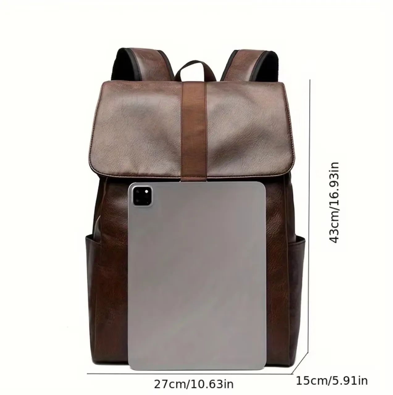Mochila Masculina de Couro Café - Foto 3