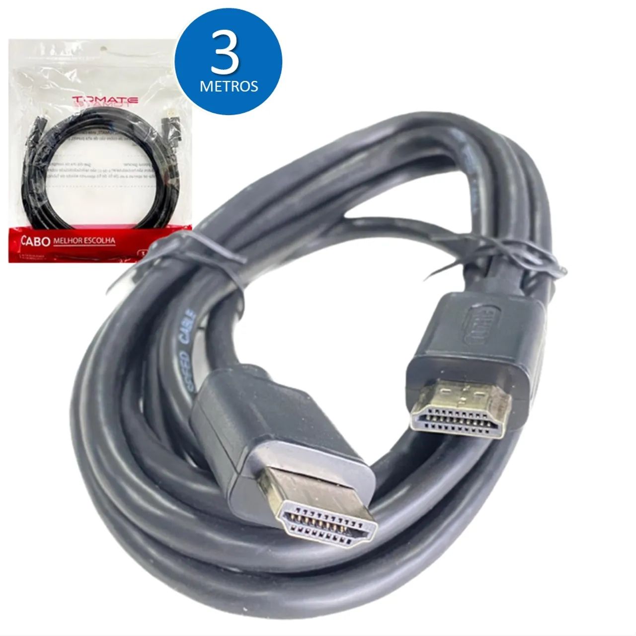 Cabo HDMI com 3 Metros 4K 60Hz HDTV 2.0 - Tomate 