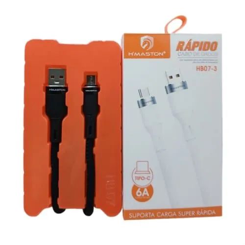 Cabo USB para tipo-C trançado 6A (cabo 1 metro)