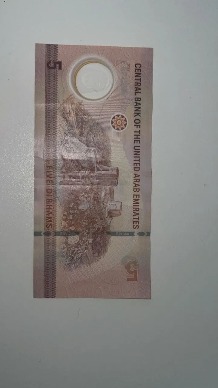Cédula dos Emirados Árabes - 5 Dirhams - Polímero - Original