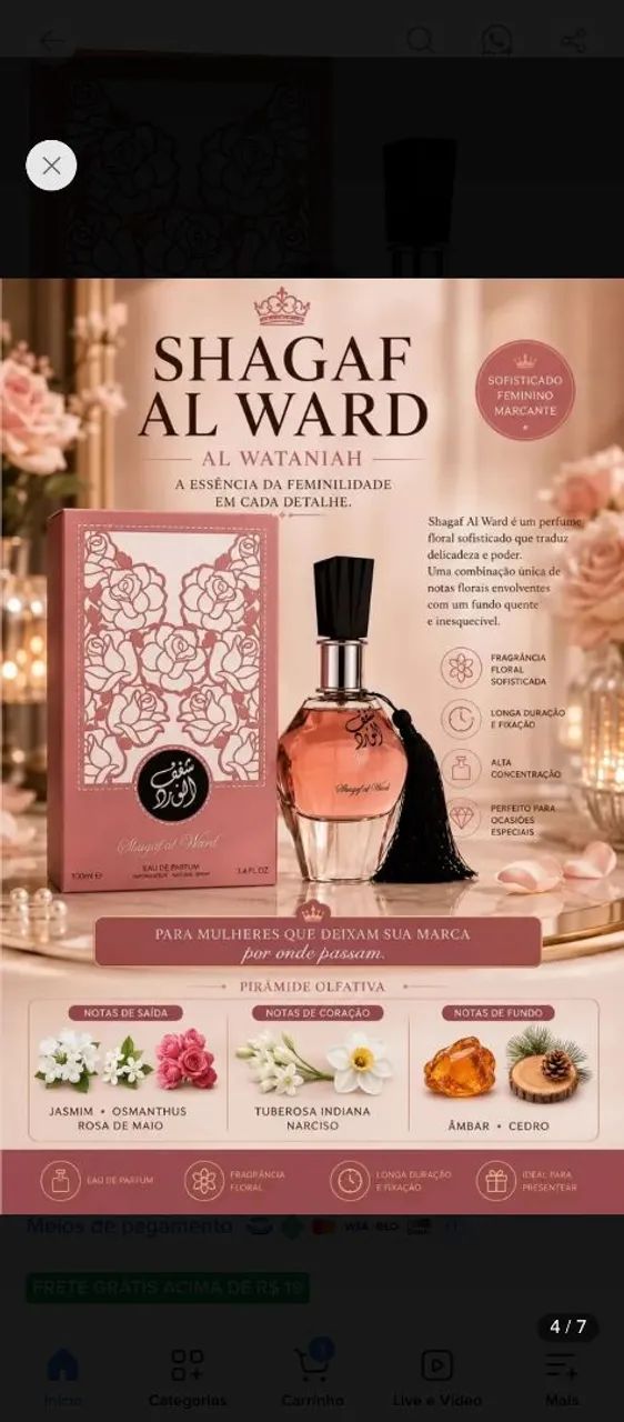 Perfume shagaf al ward feminino árabe  - Foto 2