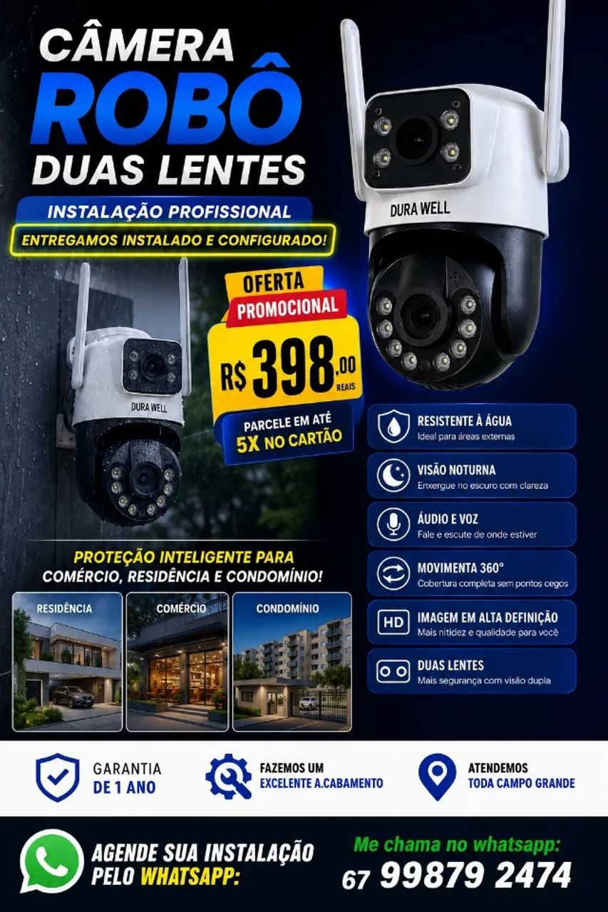CAMERA 2 LENTES ENTREGUE INSTALADO E CONFIGURADO