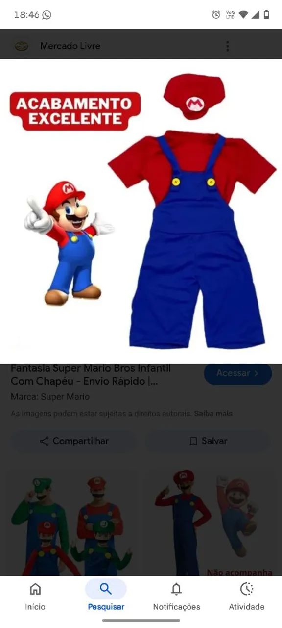 Roupa do Mario bros 
