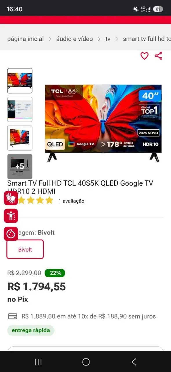 Tv Smart 40 TCL QLED Lacrada com Entrega  - Foto 3